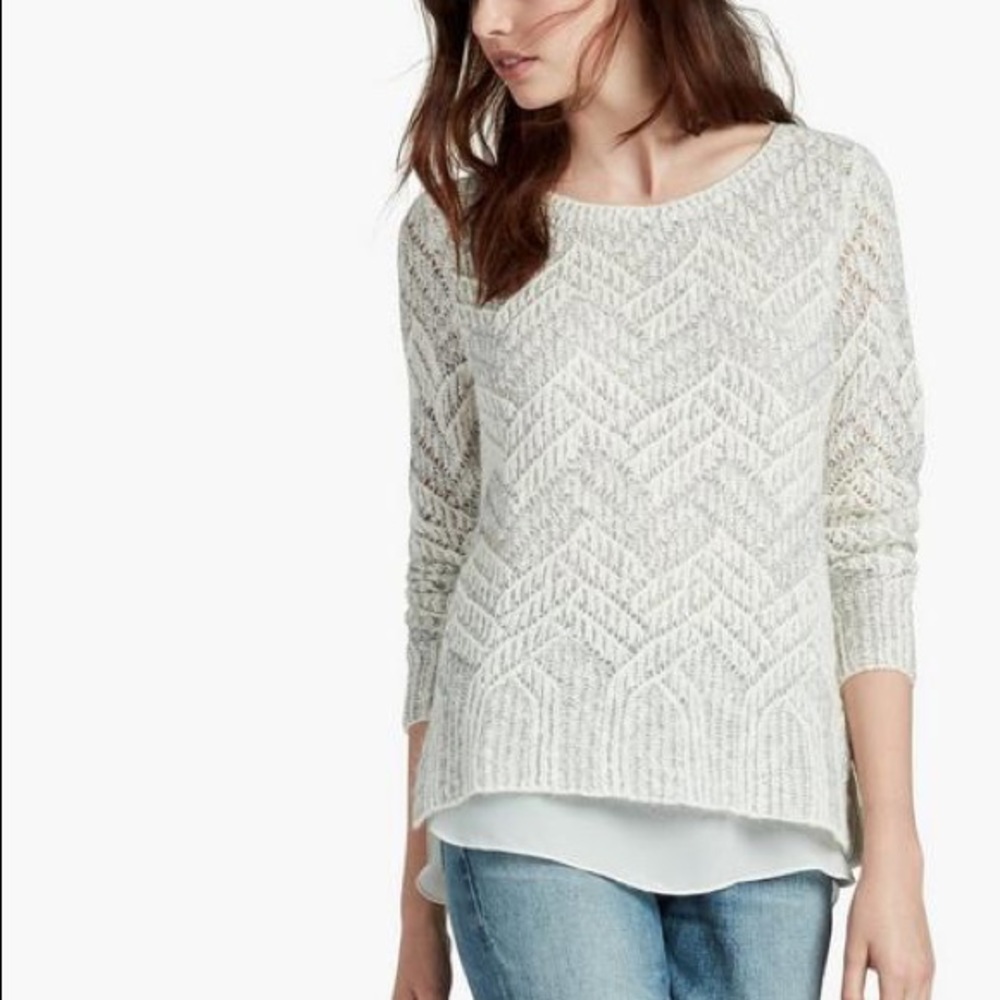 Lucky Brand chiffon-lined knit sweater